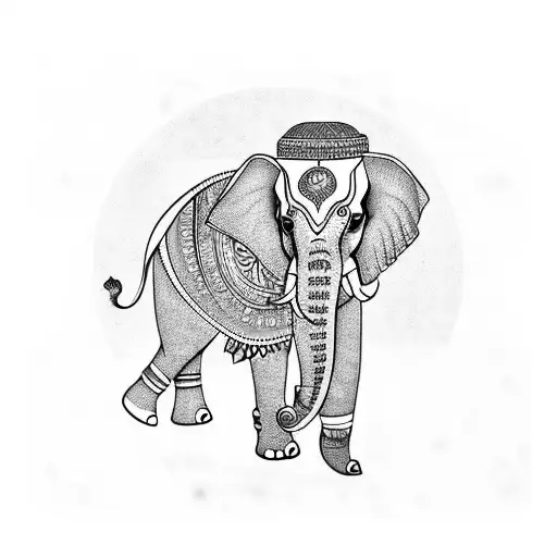 Indian Elephant Tatoo On Arm With Unique Design And More Detailing