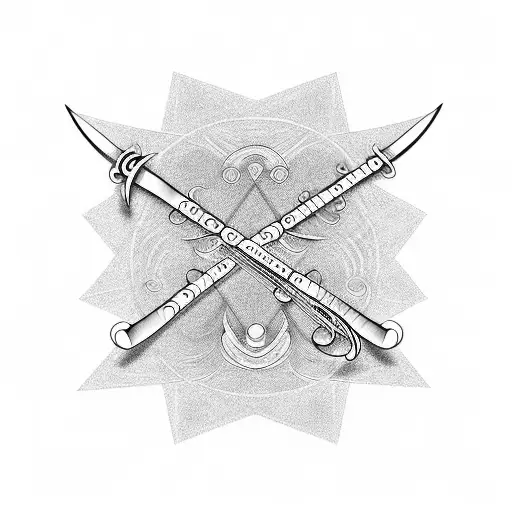 Musical Notes Forming The Shape Of A Katana Sword