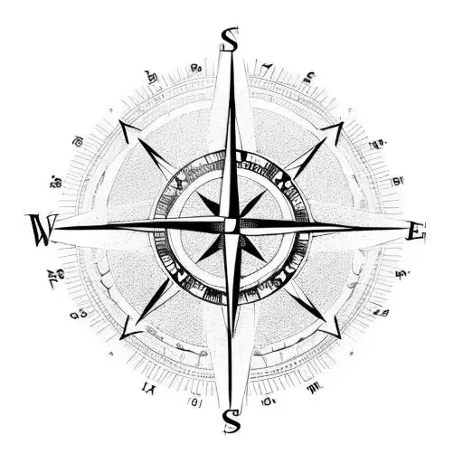 A Compass With Roman Numerals And Ancient Symbols