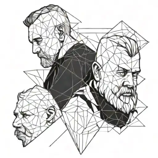 Dad And His Baby With Fine Lines In Black Or Maybe One More Color