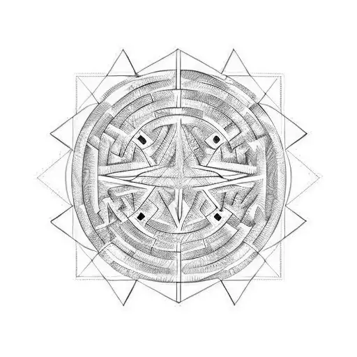 Geometric Circle Canada And Australia Fine Lines Maze Labyrinth