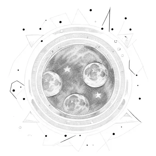 Moon Stars Planets Lines