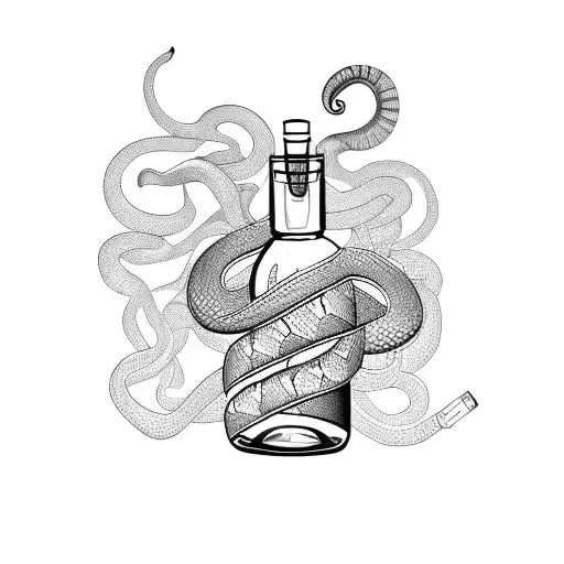 Snake Around Liquor Bottle