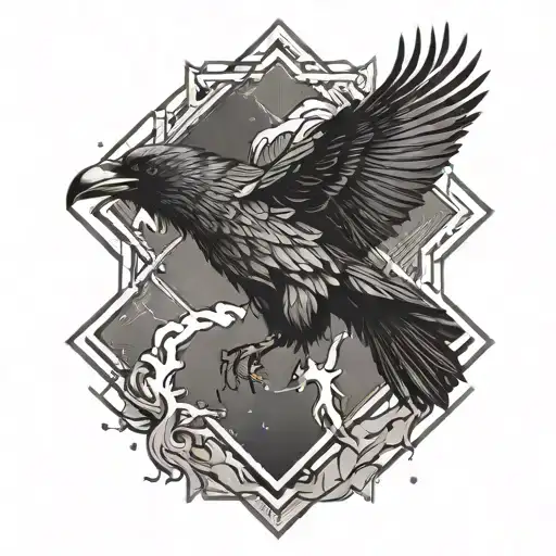 A Wild Crow Flying Through A Stormy Sky