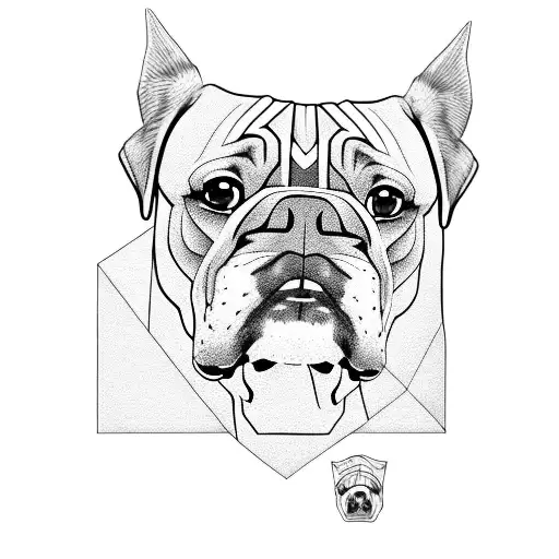 Boxer Dogs Face On A Geometric Pattern As The Background
