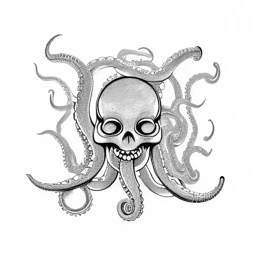 A Laptop With A Half Skull Half Octopus With It's Tentacles Going In And Out Of The Laptop