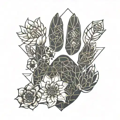 Dog Paw And Flowers