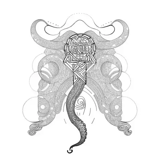 Long Giant Sketched Flowy Snake