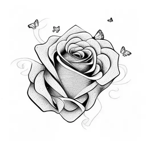 Rose Women Face Broken Heart Butterfly