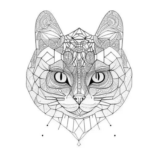 Mechanical Cat With Geometric Patterns