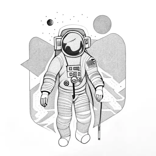Astronaut With Backpack And Hiking Stick