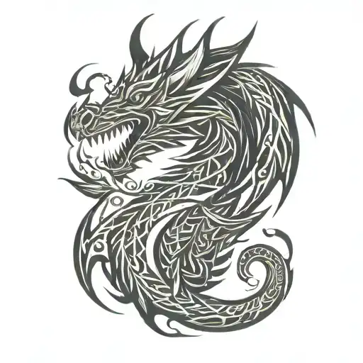 Tribal Dragon Breathing Fire