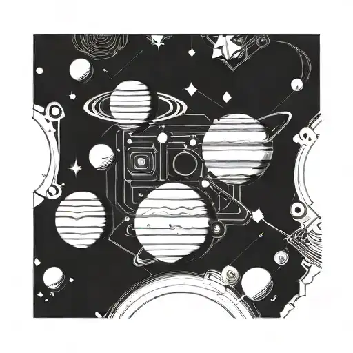 Solar System Lined Up But Abstract