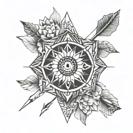 Arrow With Sun And Lotus