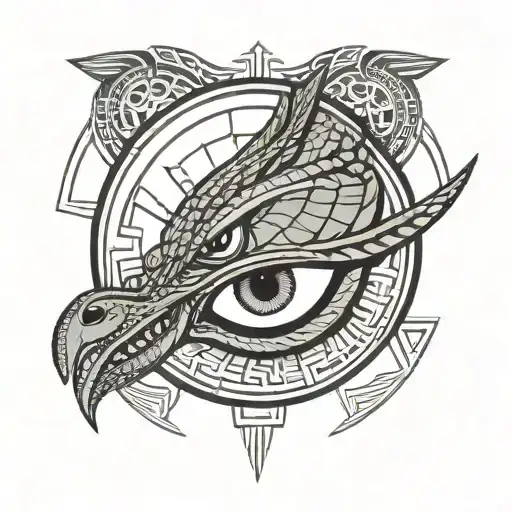 Eye Of Horus Surrounded By A Snake Eating Himself In A Circular Pattern