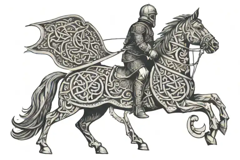 Celtic Knight Riding A Horse
