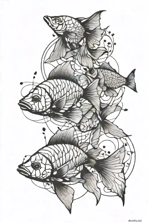 Ginko Leaves And Beta Fish