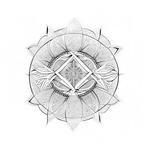 A Boho-inspired Unalome Symbol Integrated With Sacred Geometry