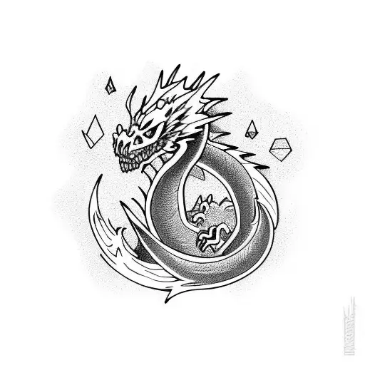 Small Dragon Savouring On The Energy Released By A Skull