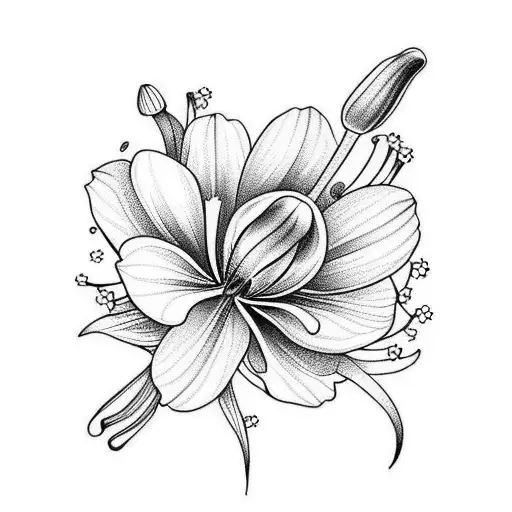 Birth Flower Tattoo With Lily Of The Valley Flower And Cosmos Flower