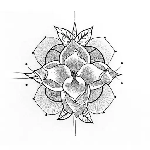 Christian Cross And Orchid Flowers