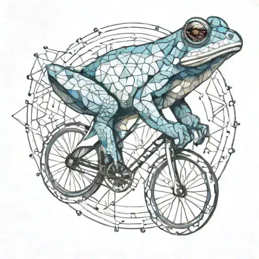 A Blue Frog On Bicicle
