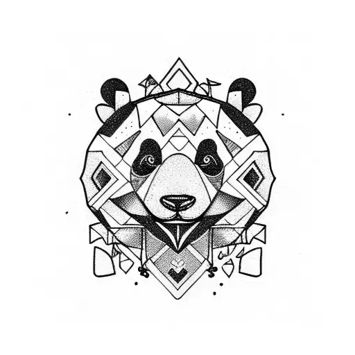 Panda With Geometric Design