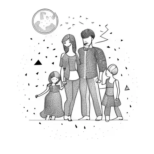 Family Of Two Daughters And A Mother