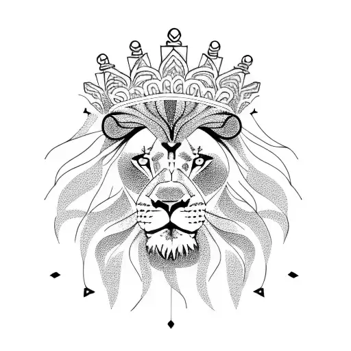 A Lion With A Crown And A Palm Tree In The Background