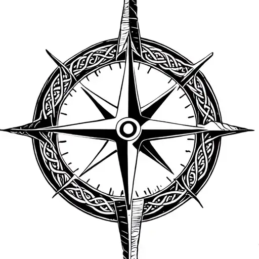 Compass Surrounded By Celtic Band