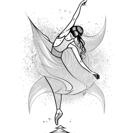 A Dancer's Silhouette With Flowing Water Elements Incorporated Into The Design