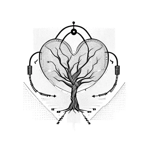 Heartbeat With Electrical Circuit In A Tree With Roots