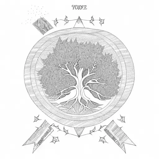 Family Tree With Names On The Roots