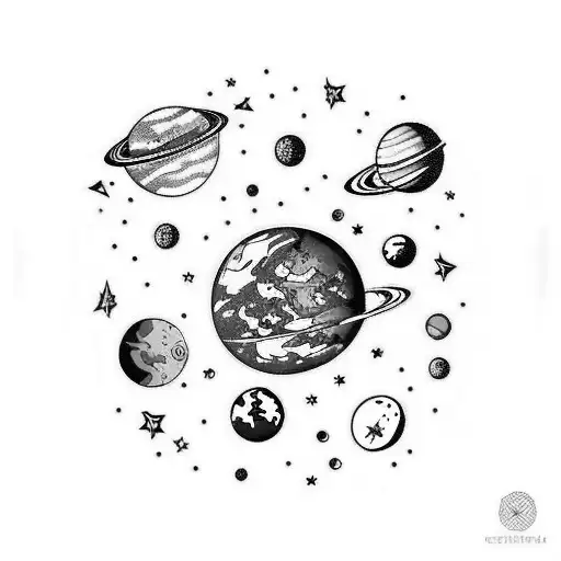 Trashpolka Space Tattoo With Planets And Astronaut