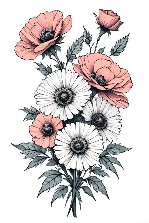 Rose Aster Poppy Flowers