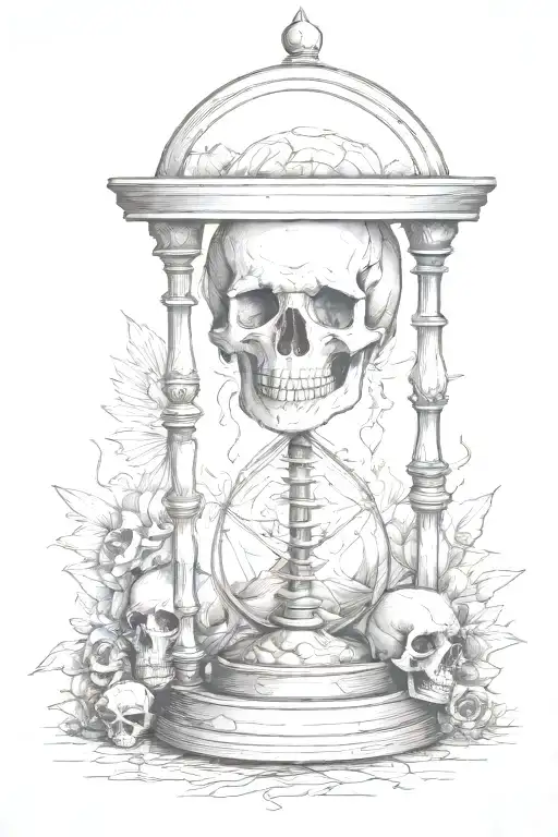Sand Hourglass Surrounded By Skull