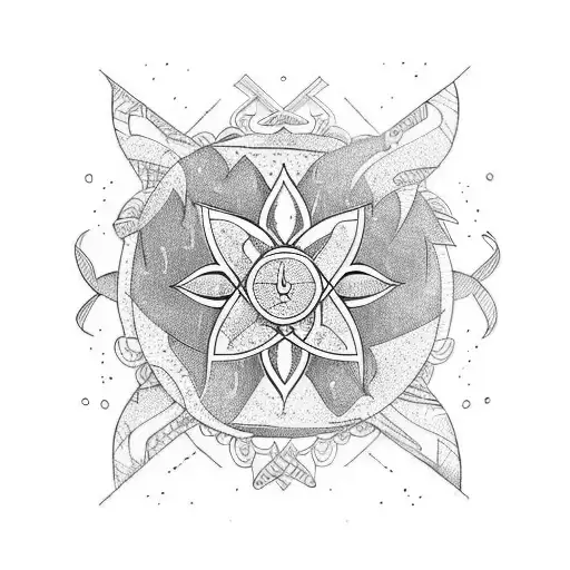 Spear Originating From Lotus Creating A Path Surrounded By Trees