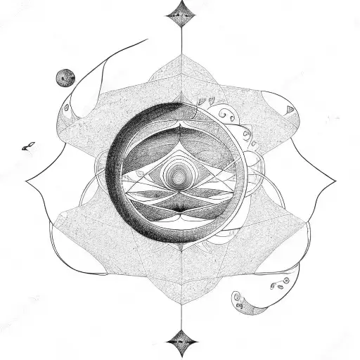 Saturn With Geometry And Tree Of Life