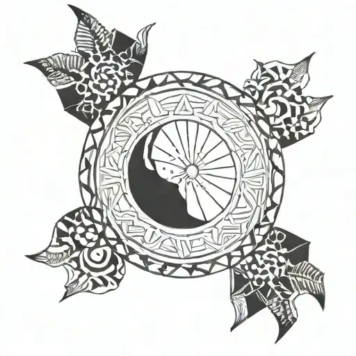 Circle Of Life Tattoo And Crescent Moon Merging Together