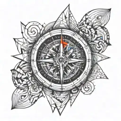 Fingerprint Compass Intertwined Symbolizing