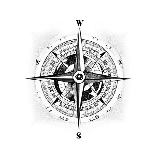 Compass Without North And A Road Crossing By