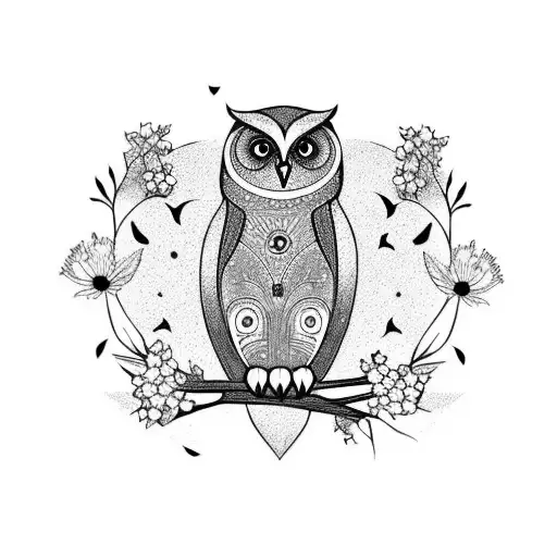 Owl With Wildflowers