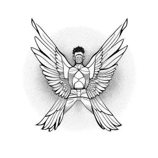 Icarus Flying Up With Big Delicate Wings