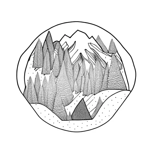 Landscape Of Mountains And Forest With Single Road