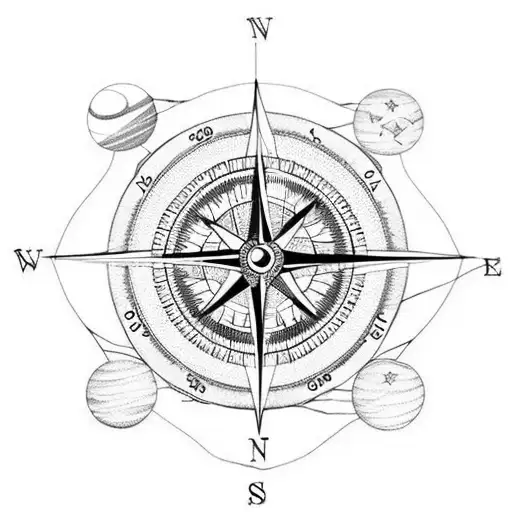 Compass With Phases Of Moon Banded
