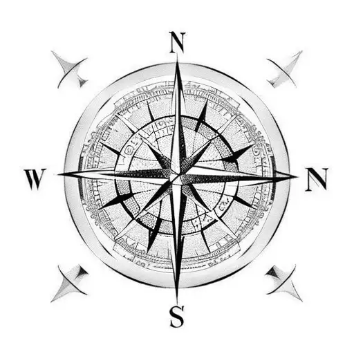 A Compass With A World Map In The Background