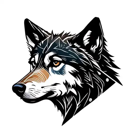 Wolf Face And Mountains