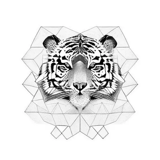 Mixture Between A Tiger And An Elephant In Red Color