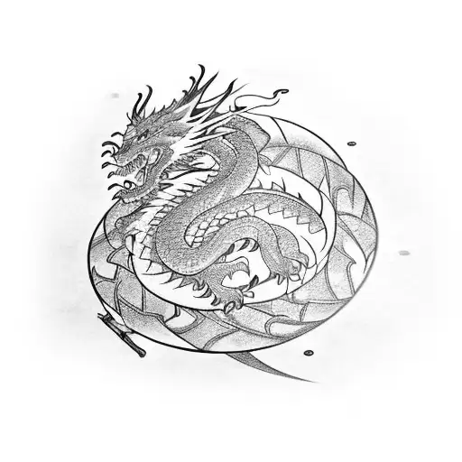 Katana With Dragon Wrapped Around It