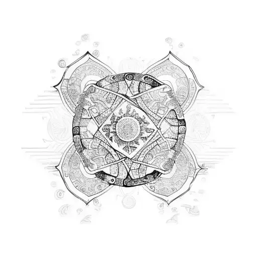 An Aquarius Glyph Symbol Intertwined With Psychedelic Mushrooms